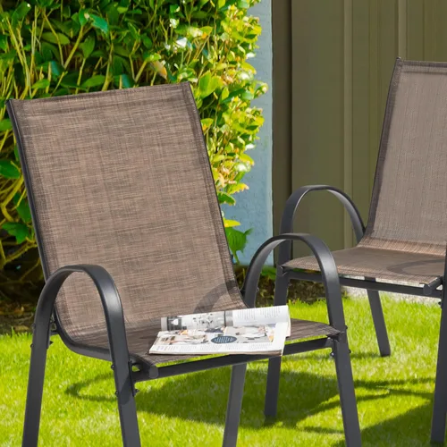 Miniatura 6 de NUU GARDEN Juego de 4 sillas de comedor para patio, sillas apilables para exteriores con respaldo alto, asientos de textileno para todo