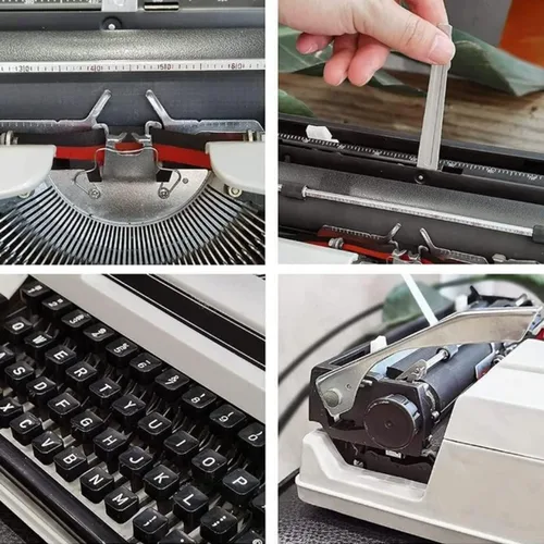 Miniatura 3 de Máquina de escribir manual a la antigua, máquina de escribir, botones flexibles y portátiles, escritura a mano clara, para letras, escritura Negro