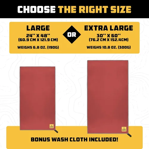 Miniatura 3 de Wise Owl Outfitters Microfiber Camping Towel - Quick Dry Towel for Travel, Backpacking, Hiking, Beach, Gym & Yoga - Compact, Fast Drying & Rojo