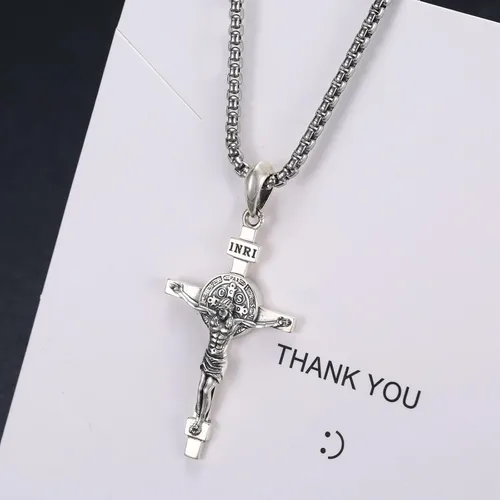 Miniatura 459 de Collar de plata de ley 925 con medalla de San Patrón, colgante de protección católica, amuleto, joyería religiosa para hombres y mujeres