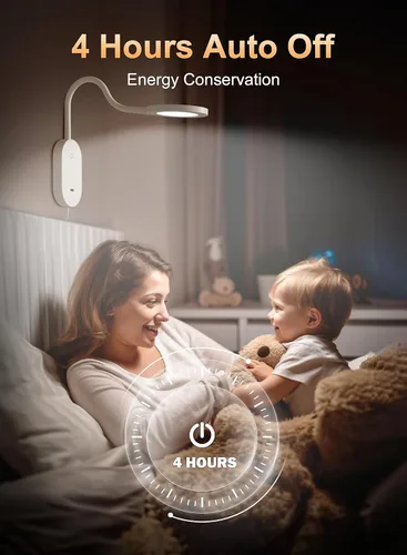 Miniatura 3 de deeloop Lámpara de Lectura Montada en la Pared, Luces de Libro con Salida USB, Lámparas de Lectura para Cabecera de Cama con Apagado Automático de 4