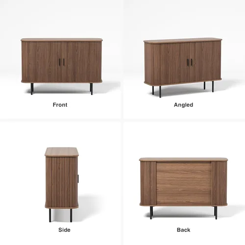 Miniatura 8 de FiveWillowise Aparador de buffet de 47 pulgadas de ancho x 32 pulgadas de alto con almacenamiento, armario de almacenamiento acanalado con borde