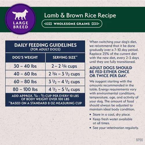 Miniatura 8 de Natural Balance Alimento Seco para Perros Adultos de Raza Grande con Ingredientes Limitados con Granos Saludables, Receta de Cordero y Arroz