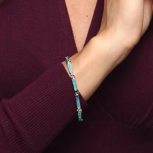 Miniatura 2 de Pulsera de plata de ley de 70in con ópalo azul