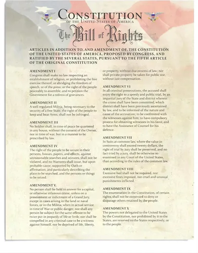 USA Constitution, The Bill of Rights - Impresión patriótica para pared, 11 x 14 pulgadas, sin marco, bandera estadounidense para decoración del