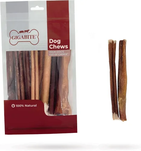 Miniatura 11 de GigaBite Bully Sticks - Golosinas masticables para perros totalmente naturales, sin olor y cuero crudo, masticables de larga duración con alto