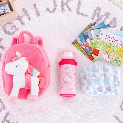 Miniatura 13 de Lazada Mochila para niños pequeños, juguetes de animales de peluche, mochila pequeña, color gris, 9.5 pulgadas