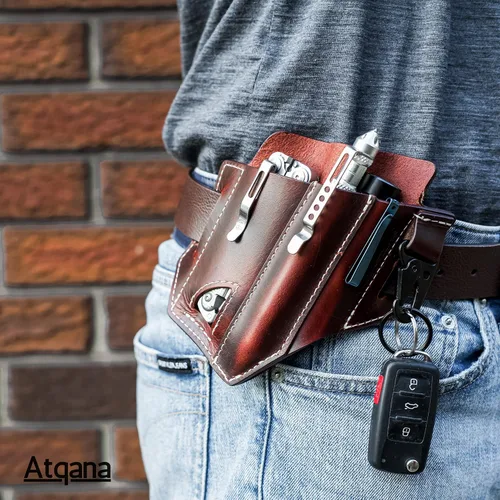 Miniatura 7 de Funda multiherramienta para cinturón (cuero de primera calidad) - Organizador de bolsillo EDC Funda Leatherman Bolsa multiherramienta de cuero