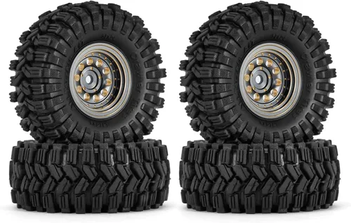 Miniatura 7 de Juego de neumáticos de rueda Beadlock de 1.0 de latón con revestimiento negro INJORA para Axial SCX24 AX24 TRX4M FCX24, actualización 1/24 1/18