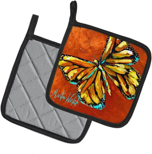 Miniatura 2 de Caroline's Treasures MW1339PTHD - Juego de soportes para ollas de cocina con diseño de mariposa monarca, resistentes al calor, almohadillas