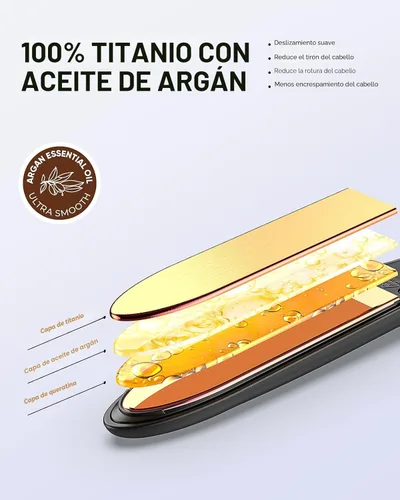 Miniatura 2 de VANESSA PRO Plancha plana para el cabello, plancha plana de titanio 100% puro para una pasada para lograr un aspecto elegante, se riza