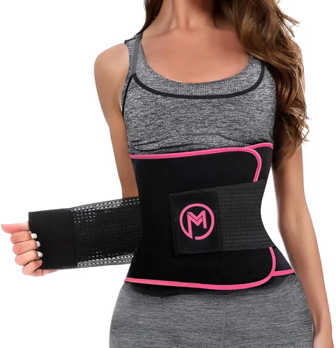 MERMAID'S MYSTERY Faja reductora de cintura con barras de apoyo para la espalda, cinturón de fitness que mejora el sudor para hombres y mujeres, Rosa