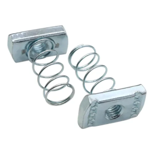 Miniatura 4 de (100) Tuercas de canal de puntal, tuercas de canal de resorte de 1/4-20 con acabado galvanizado de zinc, tuercas de resorte largas ideales para usar