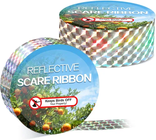 Cinta de miedo de pájaros (524 pies) - Cinta reflectante para pájaros - Mantén a los pájaros lejos al aire libre - Cinta de miedo para control de