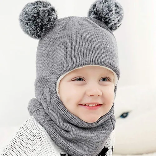 Miniatura 8 de Invierno Earflap Hat Invierno Con Capucha Bebé Sombrero Cálido Niño Bufanda Bufanda Flap Kid Cap Knit Girl Caps Cuidado del Bebé