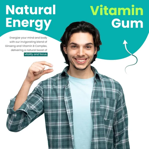 Miniatura 7 de Goma de mascar de vitamina 100% xilitol, sin azúcar, menta natural para un aliento fresco, refuerzo de energía, baja dosis de cafeína para personas