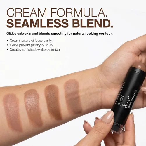 Miniatura 4 de Palladio Barra de maquillaje para contornear BUILD + BLEND, maquillaje facial para un aspecto perfecto de escultura, 0.23 onzas (brillo ámbar)
