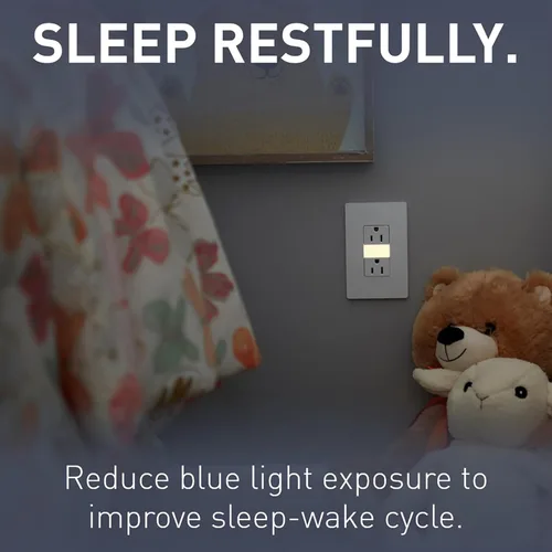 Miniatura 6 de Legrand Salida de luz nocturna LED radiante ajustable, receptáculo resistente a manipulaciones, ámbar reductor de luz azul, luz nocturna