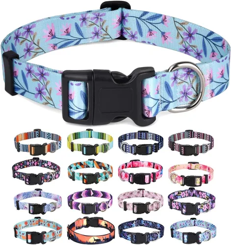Miniatura 39 de Mihqy - Collar de perro, patrones geométricos florales, tribales, bohemios, collar de estilo étnico, suave y ajustable, para perros pequeños, Pink