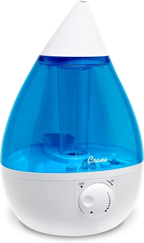 Miniatura 16 de Crane Humidificador ultrasónico de niebla fría en forma de lágrima, tanque grande de 1 galón, apagado automático, humidificadores de bebé para Gris