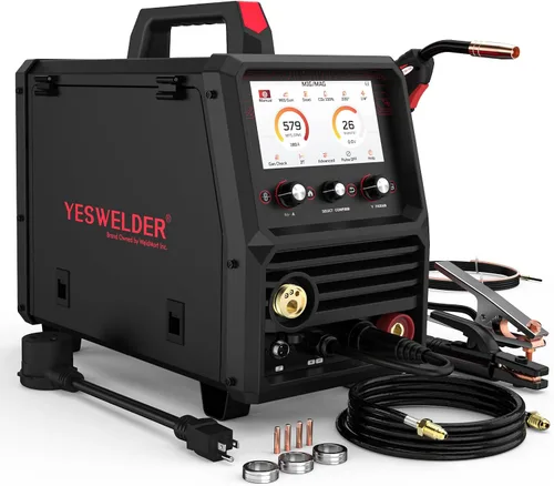 Miniatura 8 de YESWELDER Soldador MIG 160A, 110V/220V Voltaje Dual, 4 en 1 Gas MIG/Flux Core MIG/Elevación TIG/Stick Multiproceso Pantalla Digital LED Grande