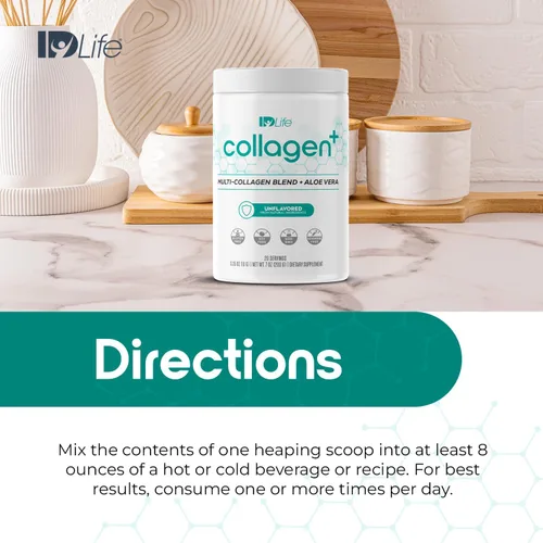 Miniatura 6 de IDLife Collagen+ - Bebida en polvo – Mezcla de colágeno múltiple con ácido fúlvico y aloe vera – para cabello saludable, piel, uñas, articulaciones
