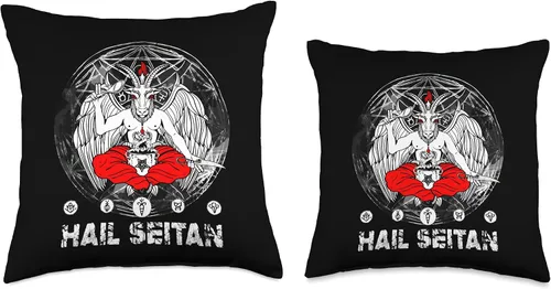 Miniatura 3 de Hail Seitan Satanic Vegan Chef Baphomet Occult Cooking Throw Pillow