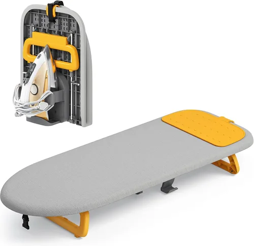 Miniatura 11 de KINGBOARD Tabla de planchar de mesa, pequeña tabla de planchar con soporte para planchar, mini tabla de planchar plegable, fácil almacenamiento