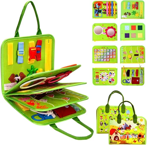 Miniatura 11 de JHkim Busy Board - Juguetes Montessori para niños y niñas de 1, 2, 3, 4 años Regalos, juguete sensorial para niños pequeños de 1 a 3 años, Azul