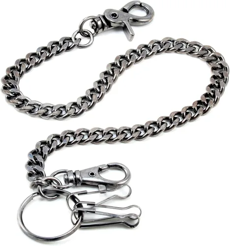 Miniatura 9 de Double K Basic Strong Strap Biker Trucker Key Jean Wallet Chain (17"/21") SLV/BLK CS146MLT