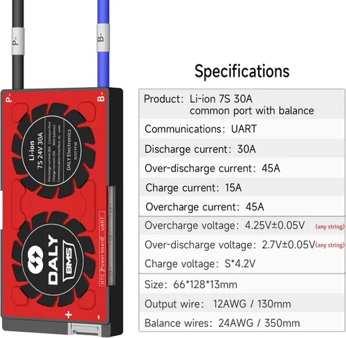 Miniatura 5 de DALY Smart BMS 24V L-ion 7S 30A con módulo Bluetooth programa de restablecimiento de puerto común para paquete de batería de litio DIY