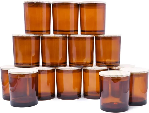 Miniatura 31 de SHOWIN Frascos de vela gruesos de 10 onzas para hacer velas 15 piezas, frascos vacíos con tapas de madera para hacer velas, contenedor de muestra