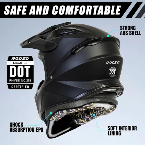 Miniatura 2 de Casco de motocross aprobado por DOT con visera para niños, juego de casco de motocross ATV de cara completa con gafas y guantes, motocicleta