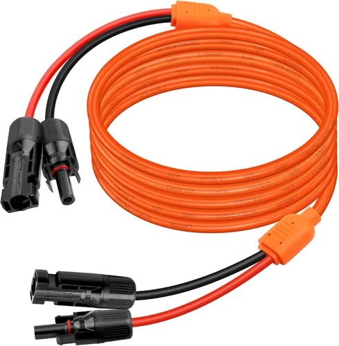 Miniatura 13 de XRDS -RF Cable de extensión solar de 5 pies, cobre estañado de 14AWG con conectores de panel solar, cables de derivación rojo y negro de 10AWG