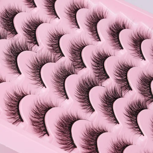 Miniatura 5 de Pestañas postizas de aspecto natural con efecto Wispy, pestañas falsas de 12mm cortas de visón sintético, pestañas postizas de ojo de gato, paquete