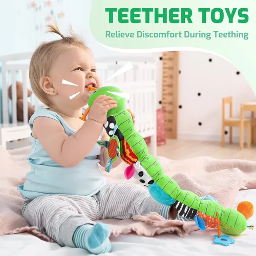 Miniatura 4 de Sumobaby Juguetes para bebés 0-6 y 6-12 meses, mariposa musical de peluche con espejo para bebé, tira de cuerda y sonajero crujiente, juguetes