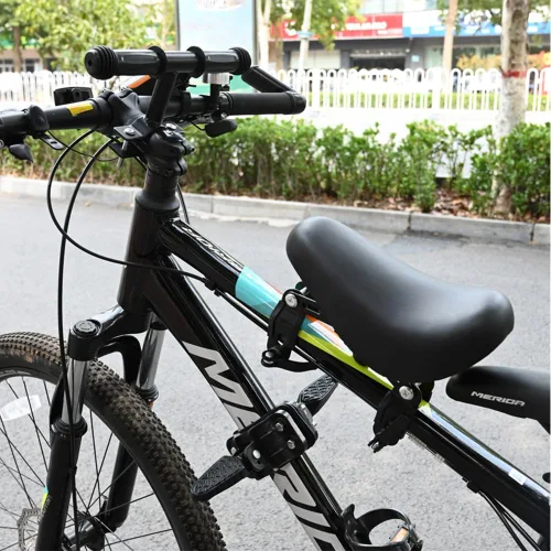 Miniatura 5 de Asiento de bicicleta desmontable para niños montado en la parte delantera con manillar y pedales de pie para niños de 2 a 5 años, asiento