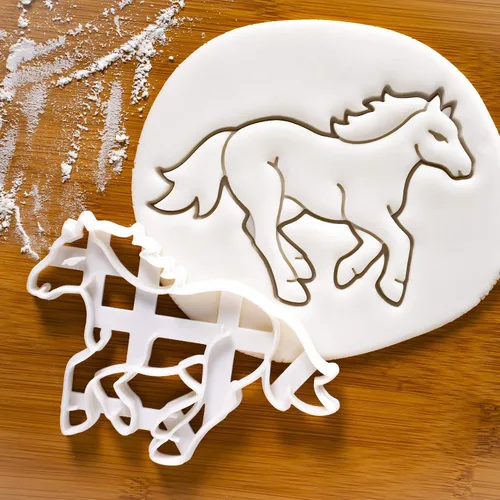 Miniatura 6 de Juego de 2 cortadores de galletas de caballo - Cabeza de caballo y diseños de correr, 2 piezas - Bakerlogy
