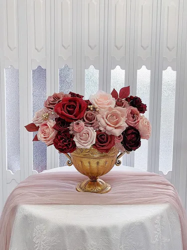 Miniatura 52 de FACINOC Ramos de Rosas Artificiales Naranjas, Juego de Caja de Flores Artificiales con Tallos para DIY, Bodas, Despedidas de Soltera, Decoraciones