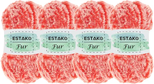 Miniatura 32 de Estako Piel 100% poliéster, suave, súper grueso, esponjoso, pelo sintético, hilo de tejer y ganchillo, 3.52 oz (100gr) 71 yardas (213.3 ft)