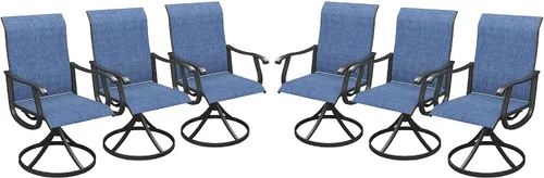 Miniatura 48 de VICLLAX Juego de 2 sillas de comedor giratorias para patio, sillas de exterior de tela de malla de textileno acolchada con reposabrazos para porche