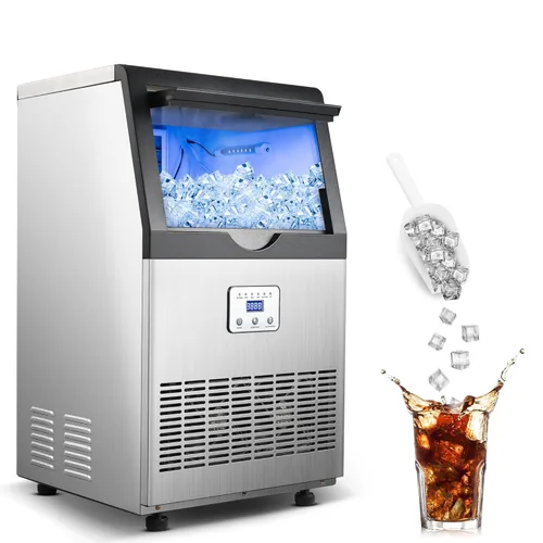 Máquina comercial de hielo de 90 libras/24 horas, máquina de hielo de acero inoxidable bajo encimera o independiente con almacenamiento de 25