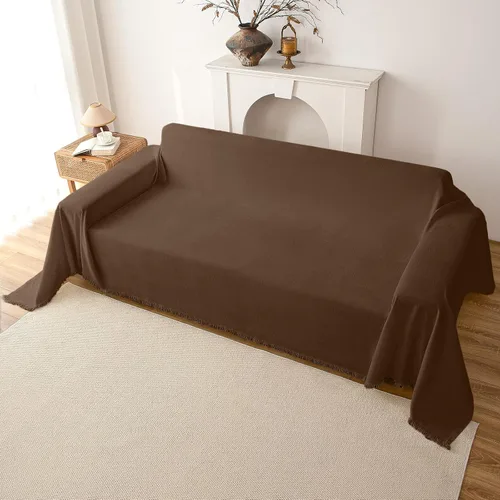 Miniatura 9 de Funda de felpilla para sofá, funda suave con borlas para sofá, funda de sofá para sofá de 2 puestos, funda de sofá, protector de muebles lavable