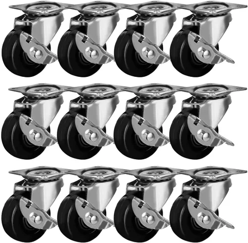 Miniatura 10 de Paquete de 4, 12 o 24 ruedas giratorias de goma con placa superior y rodamientos resistentes