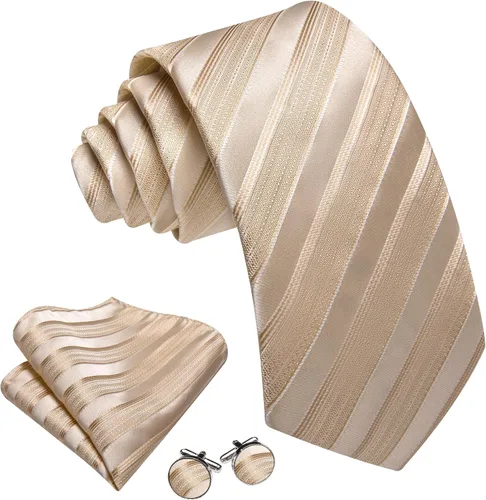 Miniatura 158 de Barry.Wang Juego de corbatas para hombre, corbata de seda a rayas, tejido a cuadros, gemelos formales, negocios, boda