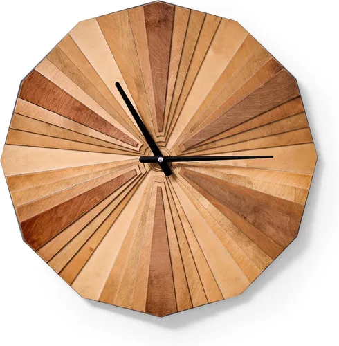 Miniatura 3 de Reloj de pared de madera de Verso paramétrico, reloj decorativo de madera acústica en capas de madera contrachapada 3D (pequeño)