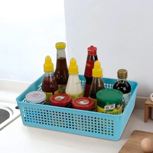Miniatura 4 de Bandeja de almacenamiento de plástico, cesta rectangular de plástico para aula, paquete de 6