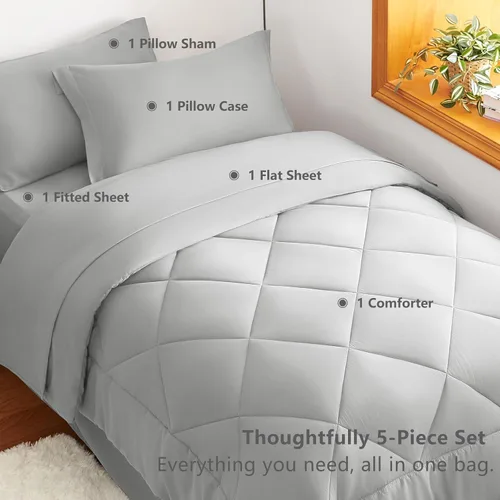 Miniatura 61 de CozyLux Juego de edredón tamaño King, color naranja quemado, toda la ropa de cama en una sola bolsa, 7 piezas: edredón, fundas de almohada