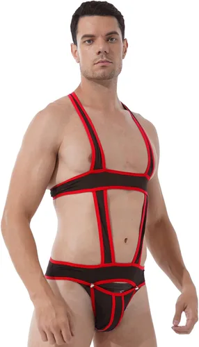 Miniatura 3 de ACSUSS Body elástico en el pecho para hombre, leotardo, ropa interior de lucha libre