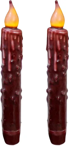 Miniatura 22 de CVHOMEDECO. Velas de cera real sumergidas a mano, funciona con pilas, temporizador, velas cónicas sin llama primitivas del país, 6-3/4 pulgadas